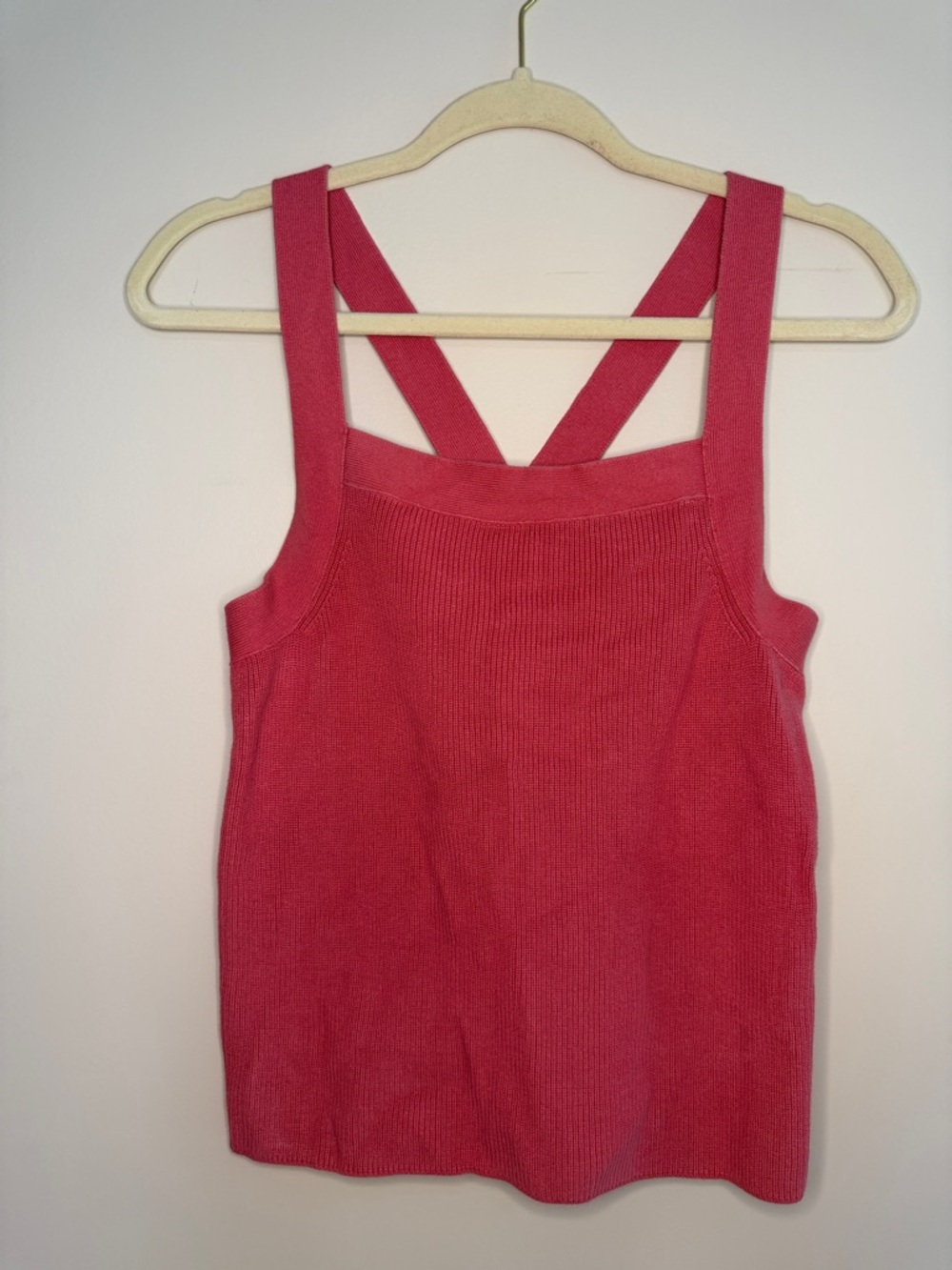 Banana Republic Pink Ribbed Tank Top with CrissCross Back Detail - 100% Cotton